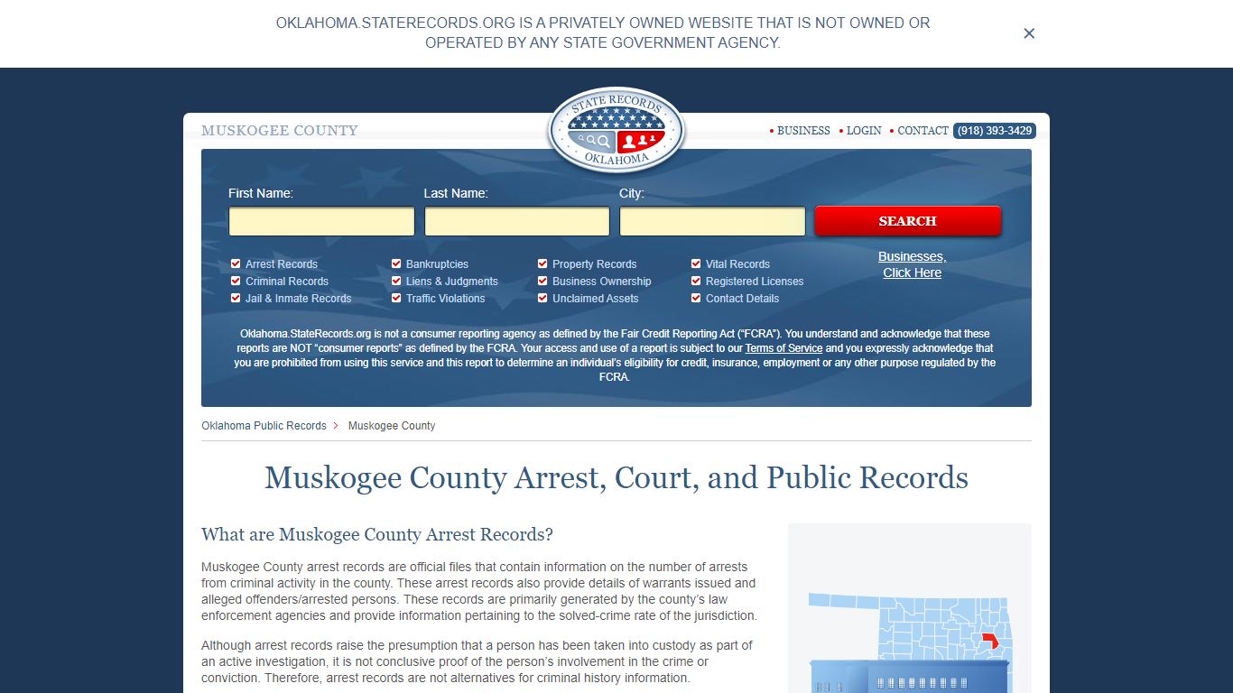 Muskogee County Arrest, Court, and Public Records